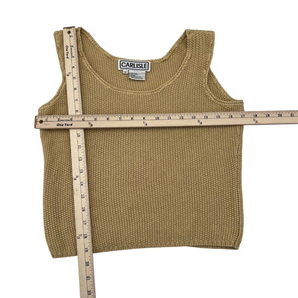 Carlisle Vintage Women's Sleeveless Knit Tank Top M‎ Beige Rayon/Cotton Blend - Picture 3 of 4